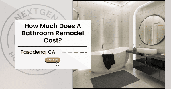 A white tub and black rug in a Pasadena bathroom
